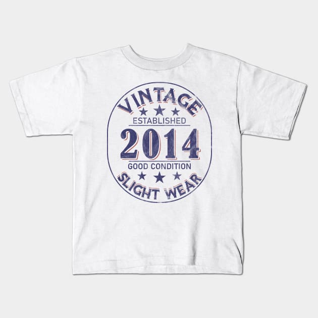 Vintage Established 2014 Kids T-Shirt by Stacy Peters Art